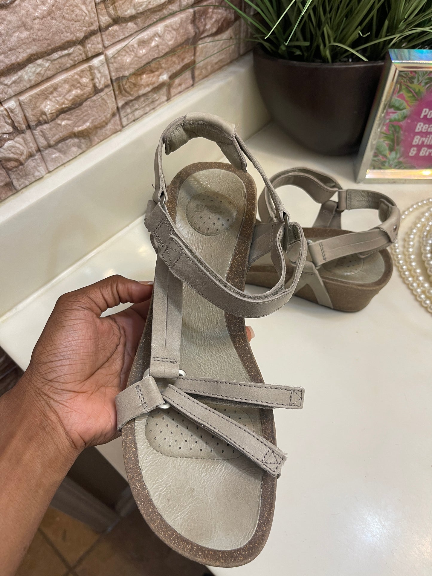 Teva Gray Wedge Sandals Women sz 10