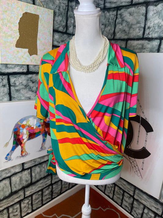 Madrag Gren Red Oink and Orange Top Women Sz 3X