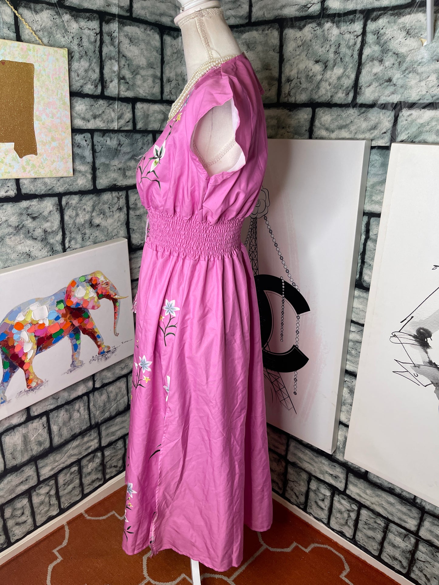 Pink Floral Dress Women sz Small