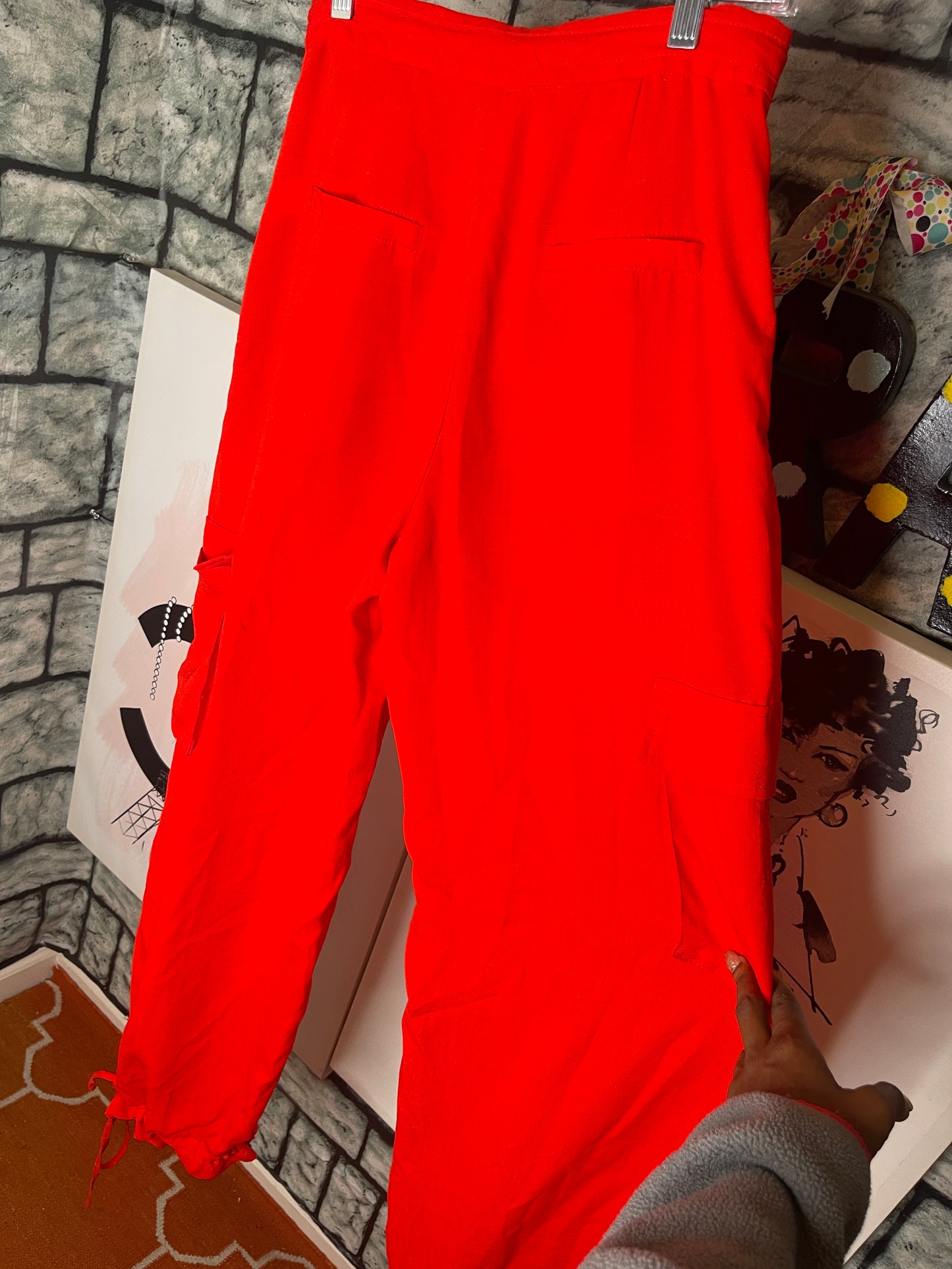 Nasty Gal Red Cargo Pants Women sz 6