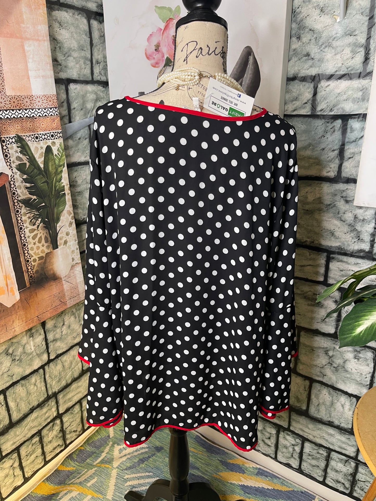 EST 1946 Black White Polka Dot Dress Women sz 22/24