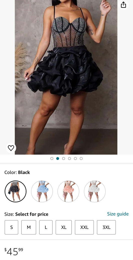 NEW Black Rhinestone Skirt Women sz Large