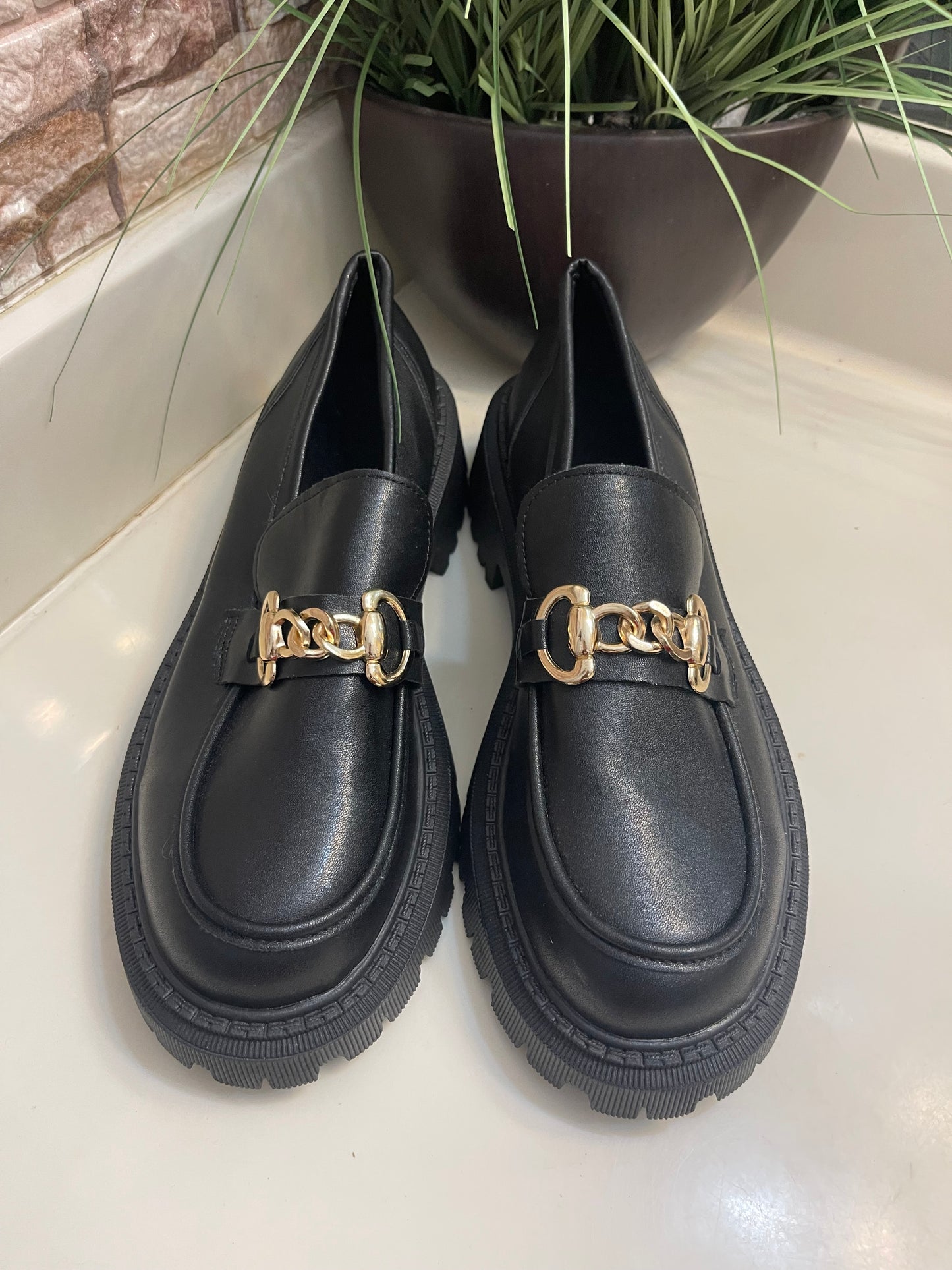 NEW Black Gold Platform Slip On Women sz 10