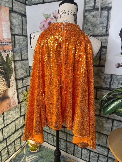 NEW Ashley Stewart Orange Sequin Blouse Women sz 18/20