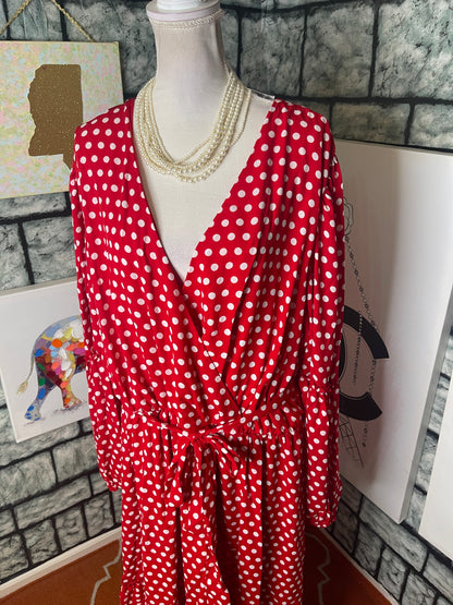 NEW Ashley Stewart red polka dot dress women sz 26