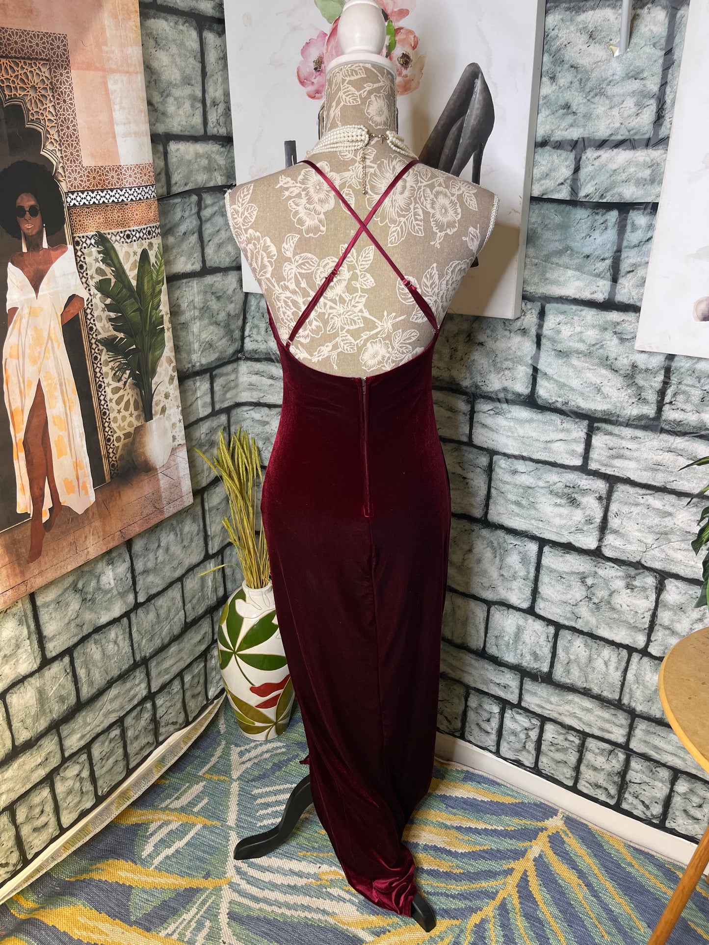 Pear Culture Burgundy Dress Women sz Medium