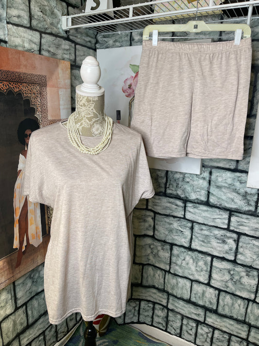 Shein Tan 2 piece Pants Set Women sz large