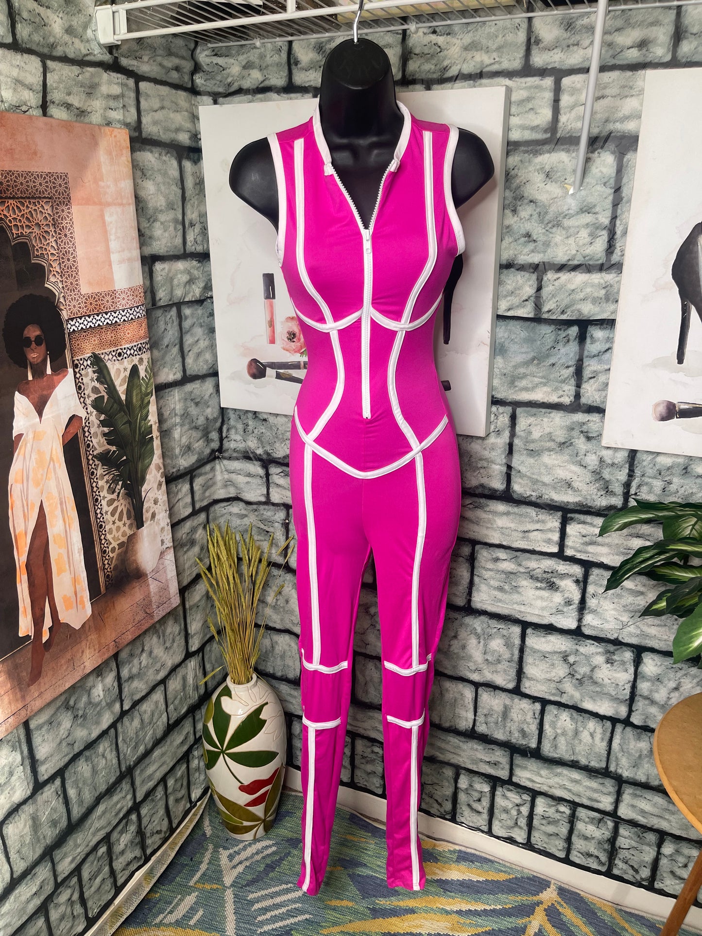 Monaco Pink Jumpsuit Women sz Small