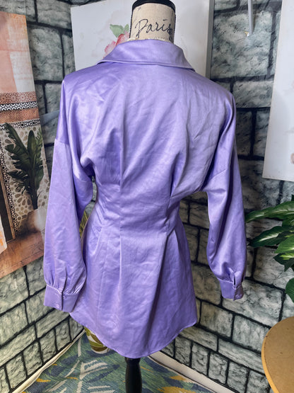 Fashion Nova Purple Button Shirt Dress Women sz Small