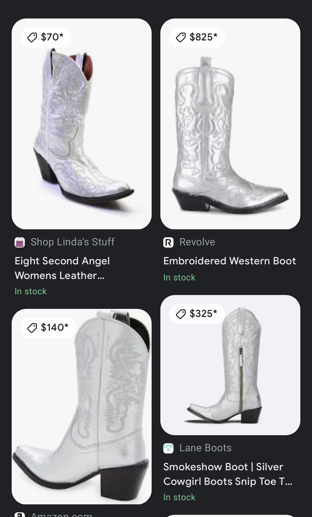 Eight Second Angel Cowboy Boots Silver Women sz 9