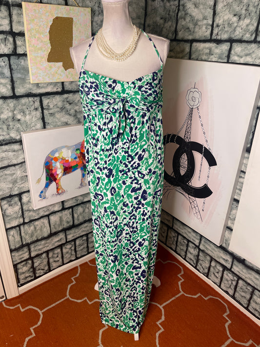 NEW Allen B Green Blue Dress Women sz Large