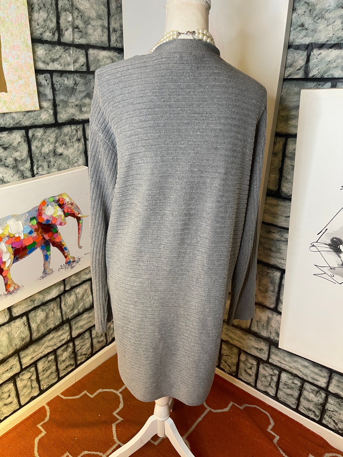 J jill gray sweater cardigan women sz medium