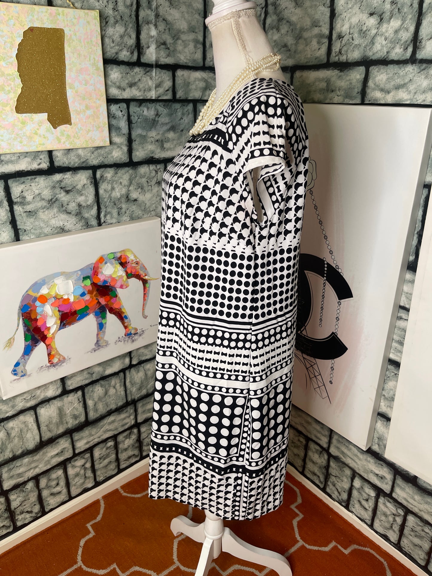Merona Black White Dress Women sz Large
