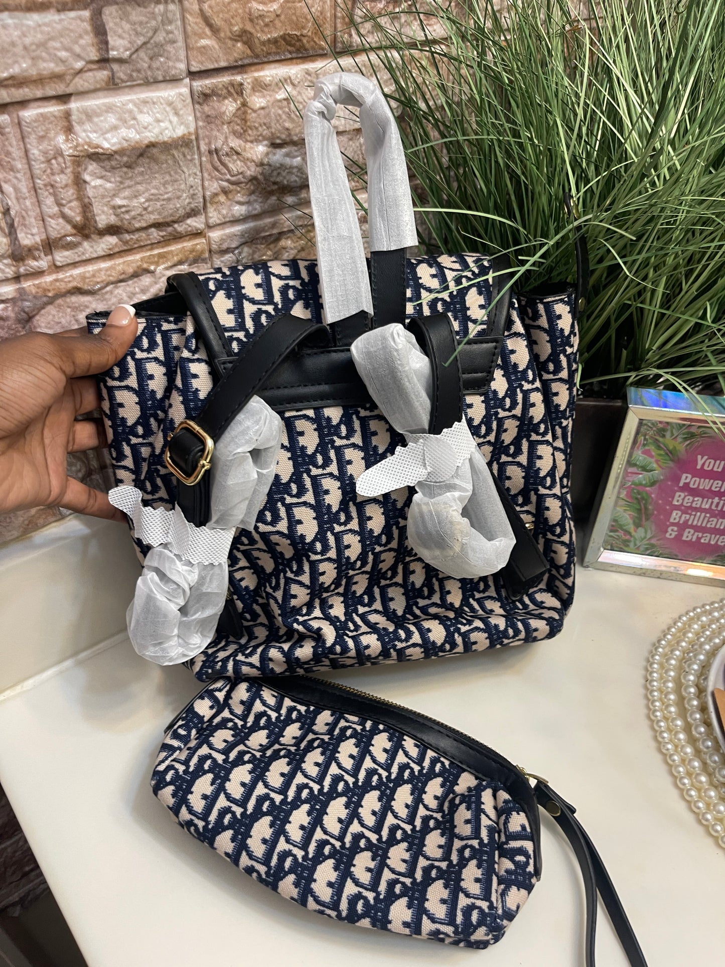 NEW "CD" Blue Backpack with extra bag