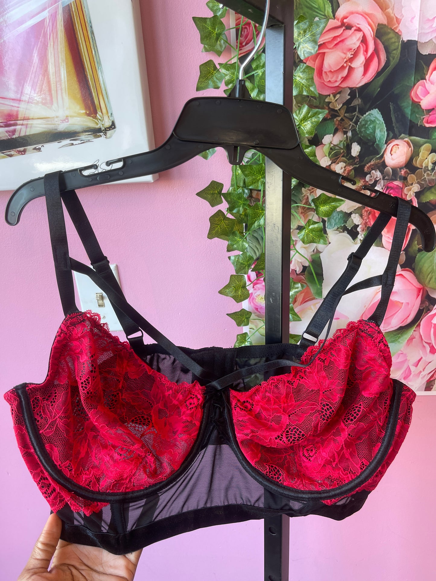 NEW Adore Black Red lace Bra Women sz 3XL
