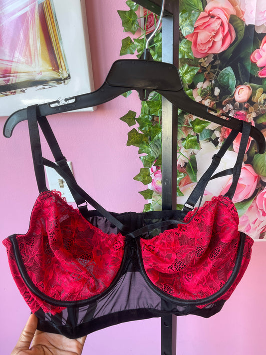 NEW Adore Black Red lace Bra Women sz 3XL
