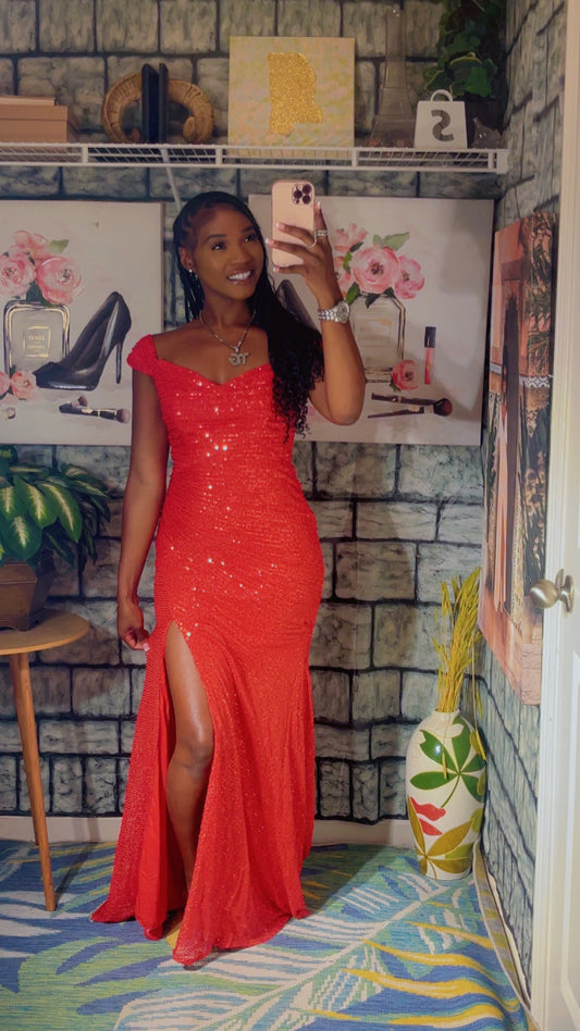 Red Sequin Dress Women sz Medium