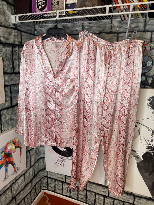 Morgan Taylor Pink Gray 2 Piece Pants Sleepwear Women sz 2XL