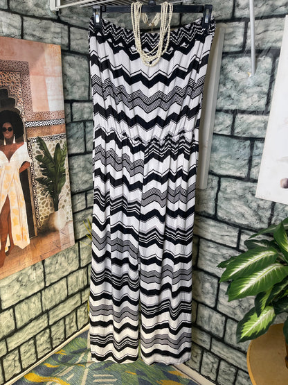 Zenobia Black White Jumpsuit Women sz 2XL
