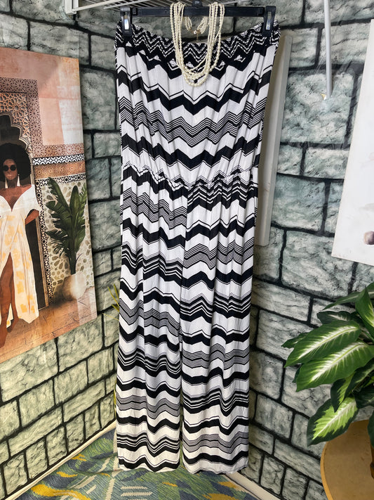 Zenobia Black White Jumpsuit Women sz 2XL