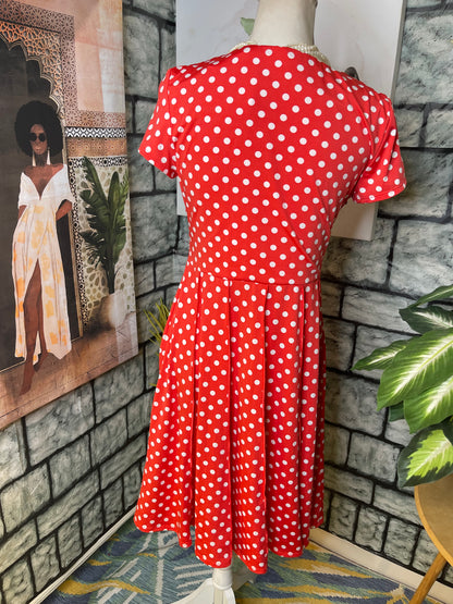 Perceptions Red White Polka Dot Dress Women sz Medium