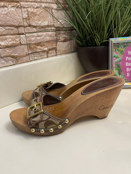 Coach Brown Wedge Sandals Women sz 8