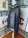 Miss Lili Black White Polka Dot Blouse Women sz Large