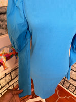 Shein Blue puff shoulder dress women sz 1XL