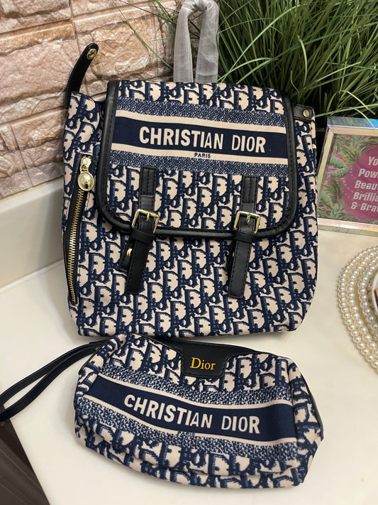 NEW "CD" Blue Backpack with extra bag
