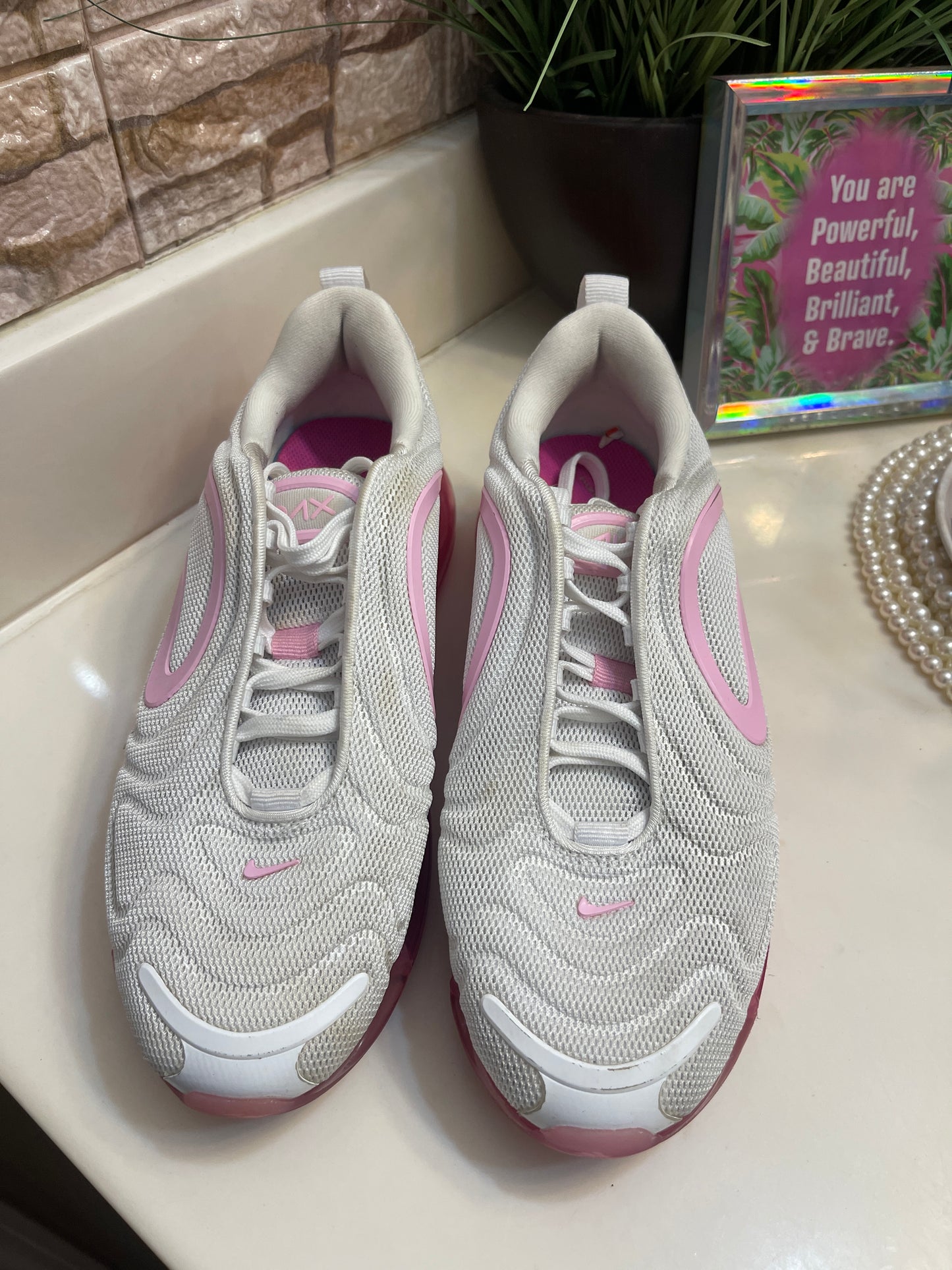 Nike Air Max White Pink Women sz 8 (see details)