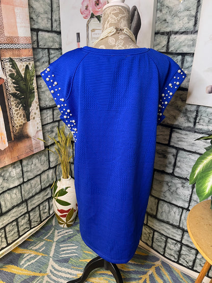 J Jordan Blue Pearl Dress Women sz Small