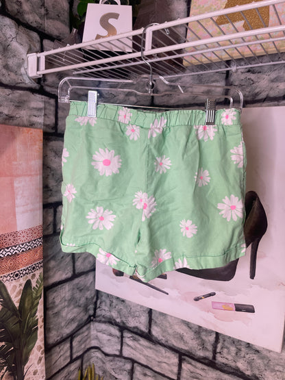 Wonder Nation Green Pink Floral Shorts Girls sz XL 14/16