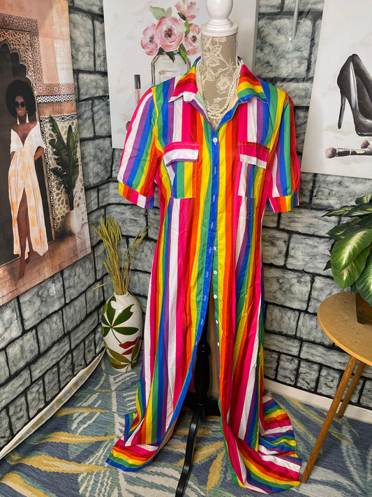 Colorful Button Dress Women sz 3XL (best fit XL)