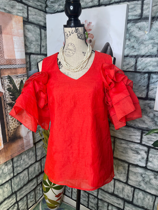 Mixed Emotions Red Blouse Women sz Small