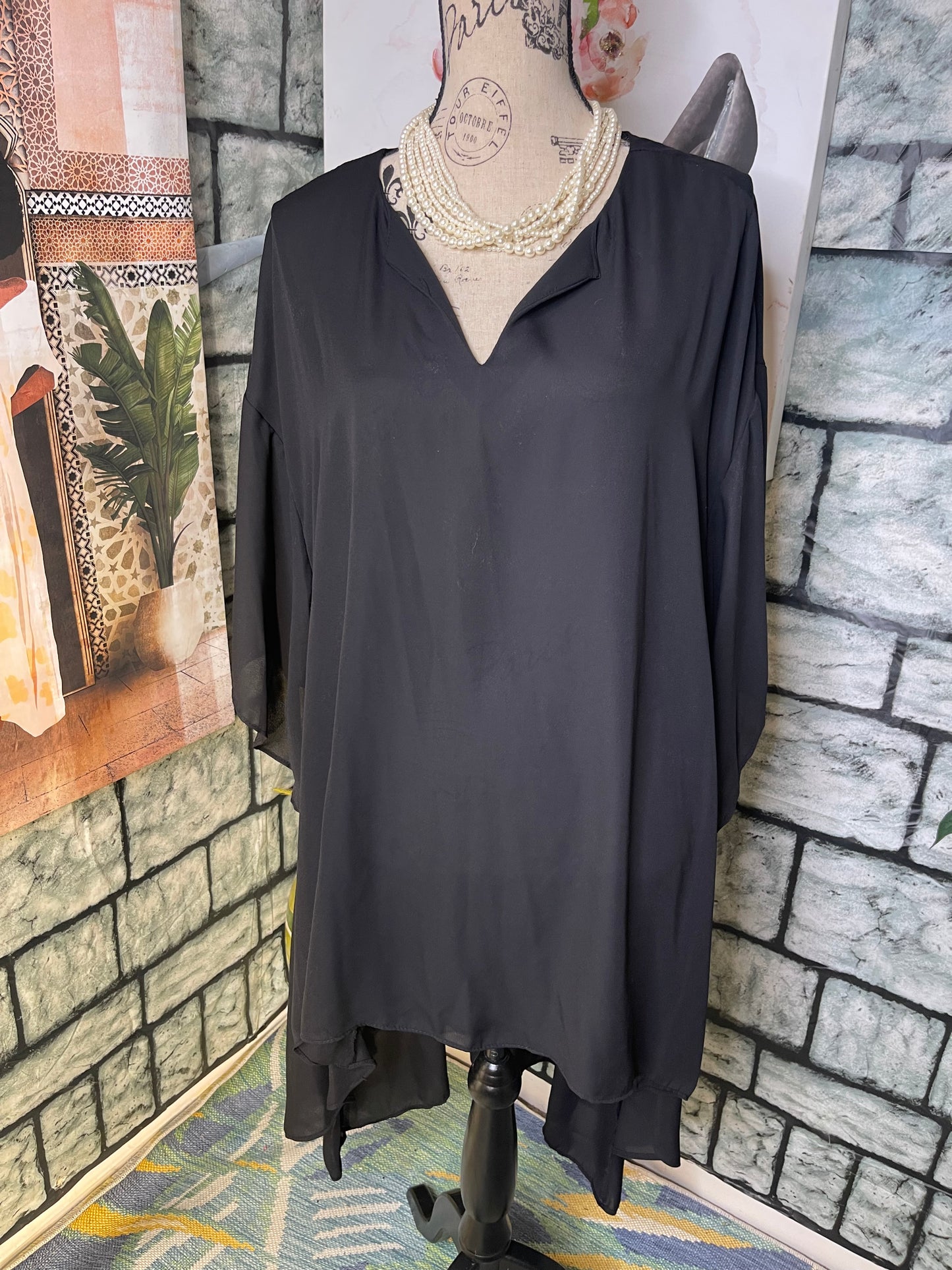 NEW Ashley Stewart Black Blouse Women sz 18/20