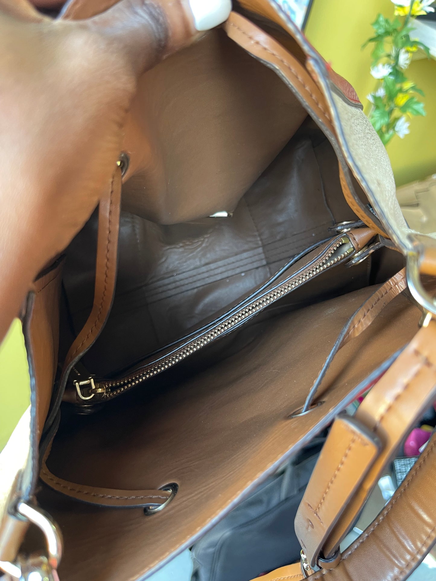 Michael Kors Red Tan Handbag (outside need cleaning)
