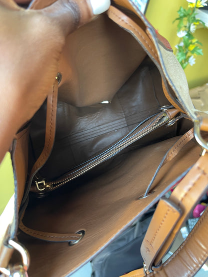 Michael Kors Red Tan Handbag (outside need cleaning)