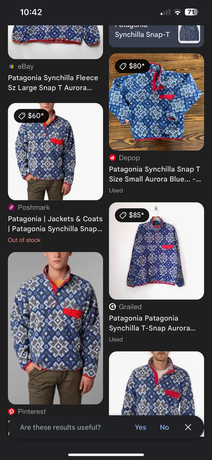 Patagonia Blue Print Pullover Men sz XL