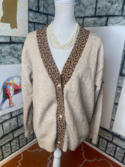 Brown Animal Print Sweater Women sz 2XL