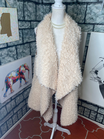 Tan Beige Fuzzy Vest Women sz 3XL