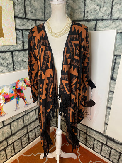 Audrey Black and Orange/Brown Coverup Women Sz S