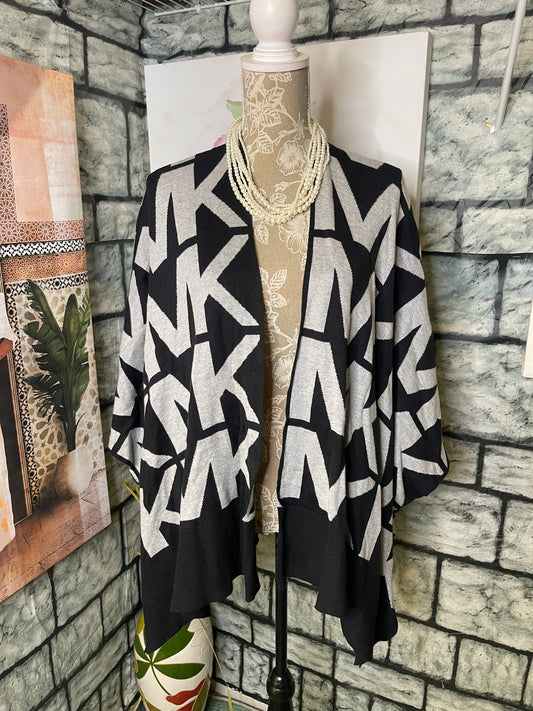 Michael Kors Black Gray Cover Duster Women sz Small / Medium