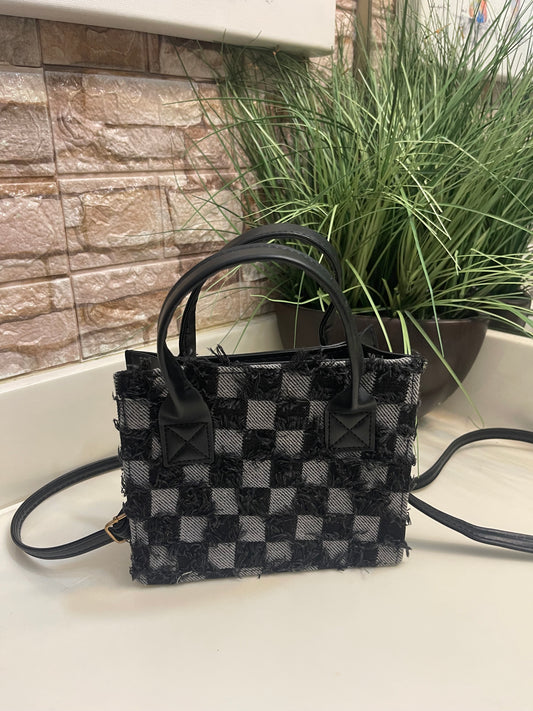 NEW Black Gray Square Handbag