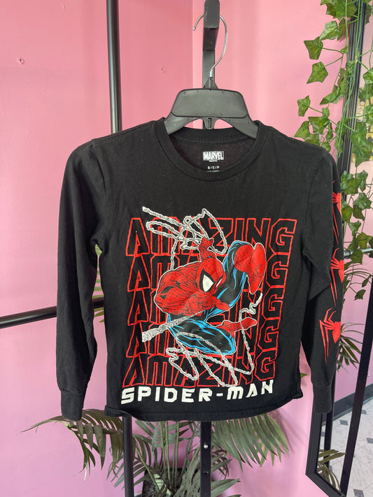 Marvel Spiderman Black Shirt Boys sz Small