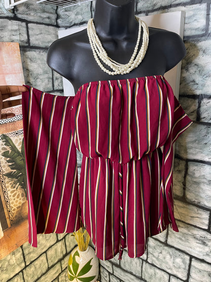 Paris to Iena Burgundy Romper Women sz Small