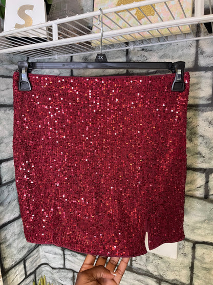 Lena Burgundy Sequin Skirt Women sz Small