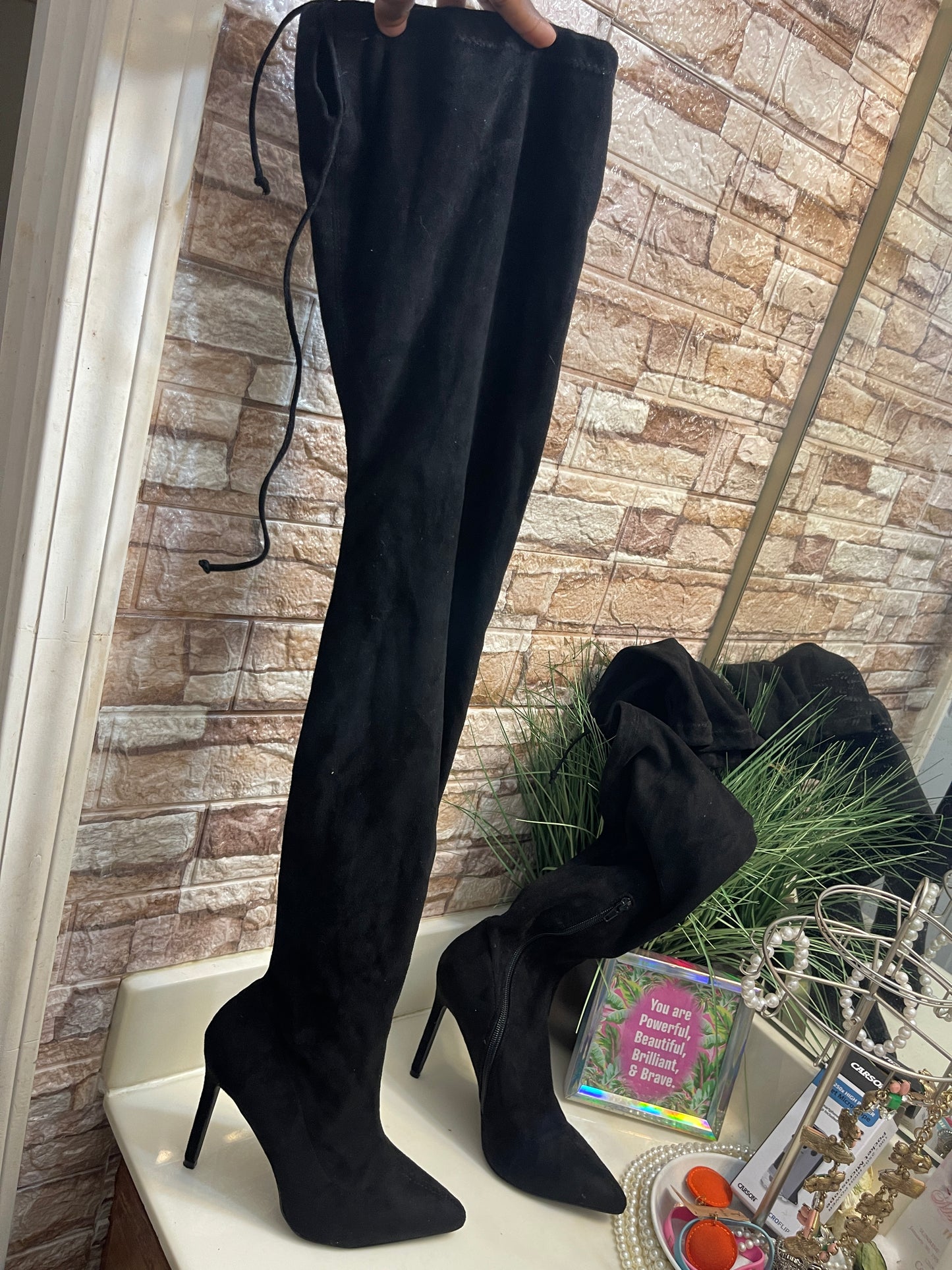 Fashion nova tall black heels women sz 8