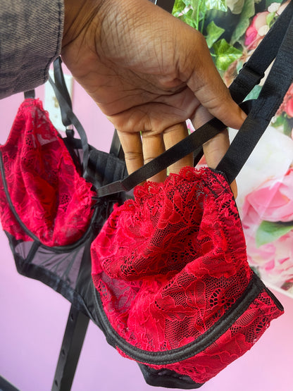 NEW Adore Black Red lace Bra Women sz 3XL