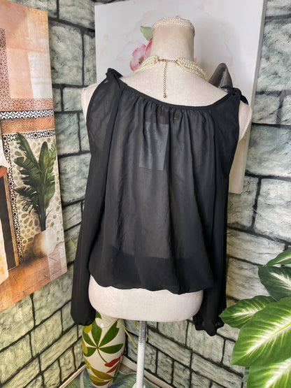 Miss Tia Black Blouse Women sz Medium