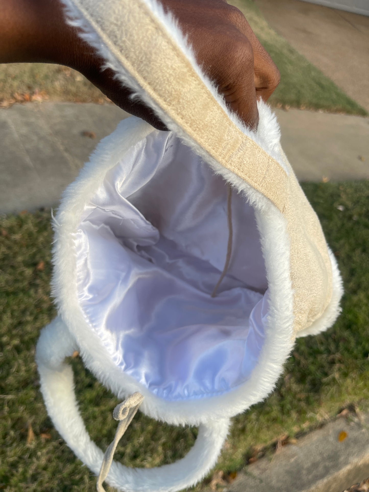 Tan fuzzy handbag